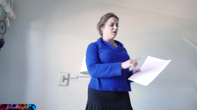 Fat stepmother with dark hair is going to ake his tip