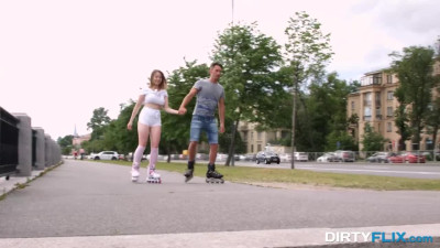 Rollerblading beauty is enjoying a very European fuck