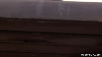 Old grandpa is licking the teen in the kitchen