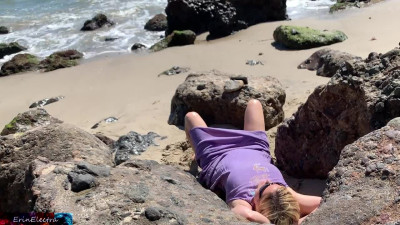 Voluptuous blonde MILF is getting fucked on the beach