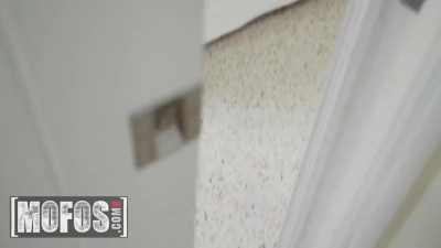 Mulatto gets fucked by the jerking off stepbrother