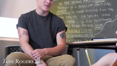 Sex of redhead and bestie's stepbrother in classroom