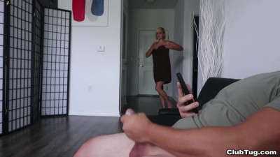 The busty MILF Kate England walks in on a guy jerking