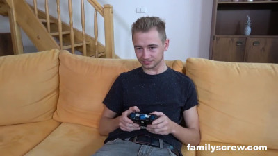 Skinny MILF seduces stepson and his lucky friend