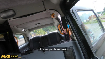 British taxi driver throws a leg to small-tittied woman