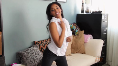 Black girl nails herself with the pink vibrator