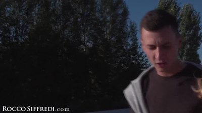 Slim hottie double penetrated by hung soldiers