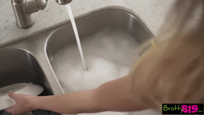 Bratty stepsis seduces dude on fucking in the laundry