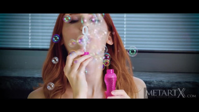 Cute girl strips naked on the porch and rubs cunny