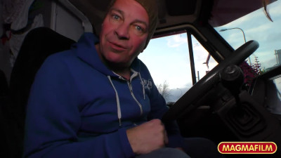 Passenger sucks driver and has fun with another man