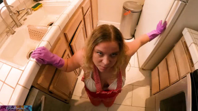 Curvy blonde MILF helps horny stepson in the kitchen