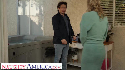 Horny MILF lures married repairman into affair