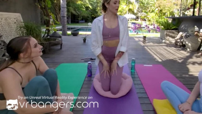 Nymphos receive cock in pussies in turn outdoors