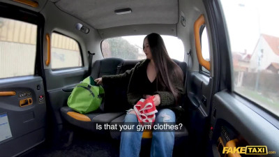 Asian yoga babe gets her cunt drilled in the fake taxi