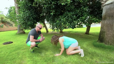 Small-tittied girl is interested in outdoor sex