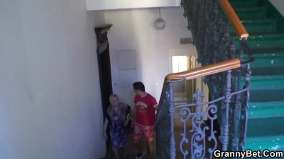 Blonde hooks up with her landlord's stepson