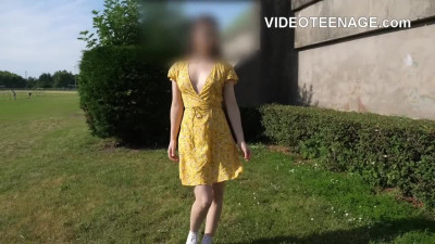 Adorable and barely legal babe is going to tease hard cock