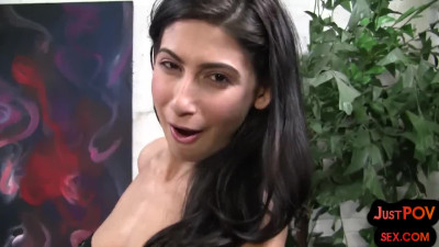Adorable brunette teen is talking dirty and sucks dick