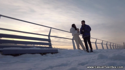 Asian girl having casual sex after the winter date