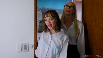 A wild threesome lesbian with curious dyke starlets