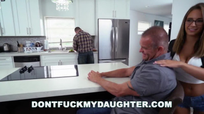Attractive PAWG teen Layla London riding a hung DILF