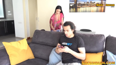 Super thick Indian maid giving a rimjob and a blowjob