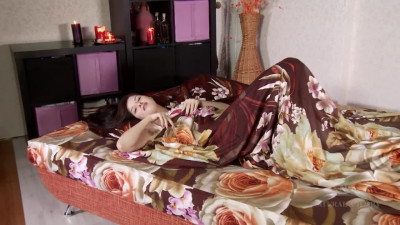 Amateur Russian model is playing with her hairy vagina