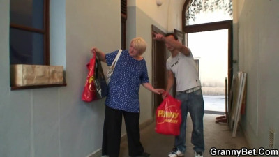 Picking up a chubby blonde granny and taking her for a ride