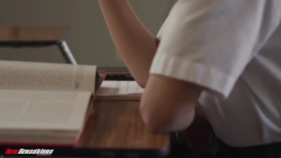 Cute Asian teen gets fucked by her tutor in her uniform
