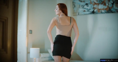 Horny redhead seduces her boyfriend with her sexy lingerie