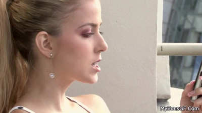 Nympho blonde giving a blowjob to her father in law