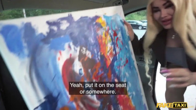 Big boobs blonde bimbo is going to get rammed in the backseat