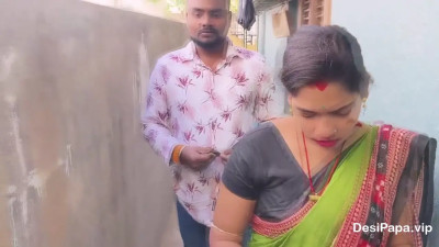 Busty Indian cougar banged by a chubby man in doggy style