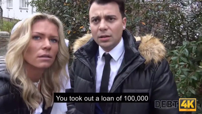Blonde stunner gets fucked by a big dick debt dude