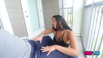 Maya Farrell using her perfect hands to jerk him right off
