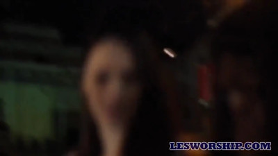 Lesbo girls enjoying IR sex after clubbing a bunch