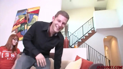 Redhead with great nips gets fucked on all fours