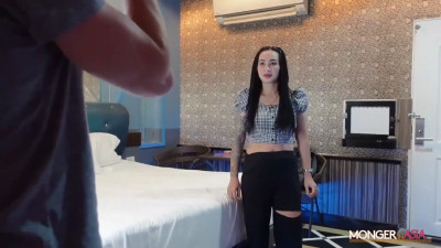 Thai girl with tattoos is taking on a horny white tourist