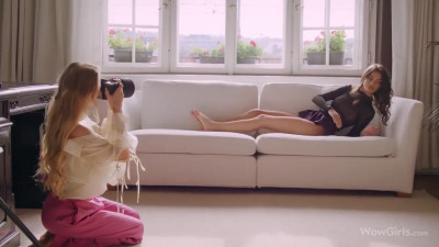 Lesbian girls turn this photoshoot into a fuck... shoot