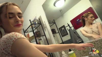 POV pleasure session with a geeky redheaded beauty