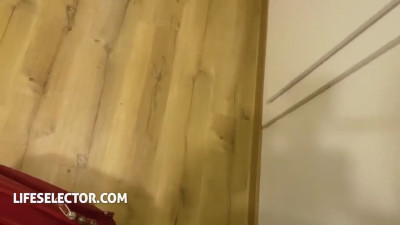 Roommate in sexy lingerie is going to make him beg for it