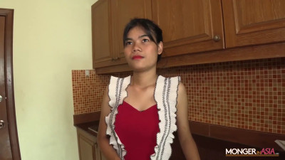 Asian teen in lingerie gets it from a white tourist