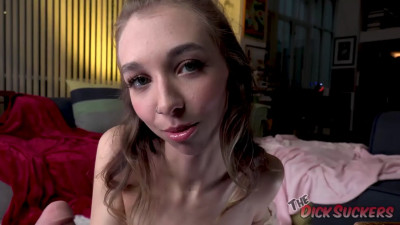 Cute blonde teen Breezy Bri deepthroats and rides