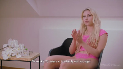 Angelic girl in pink lingerie plays with her pussy