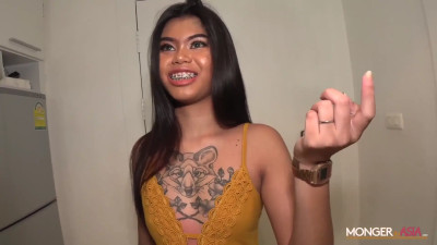 Thai prostitute with braces is getting banged by a BWC