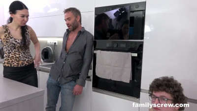 Multiple family members enjoying a hot gangbang action