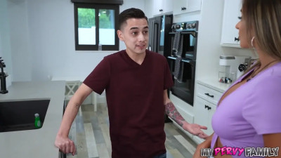 Step MILF with huge tits lets him fuck her pussy, FINALLY