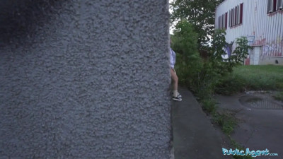 Public masturbator ends up sucking cock and taking cum on pussy