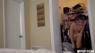 Skinny girl practicing oral skills as she gets fucked