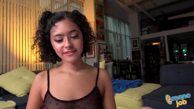 Cute Latina with natural boobs takes care of a BWC